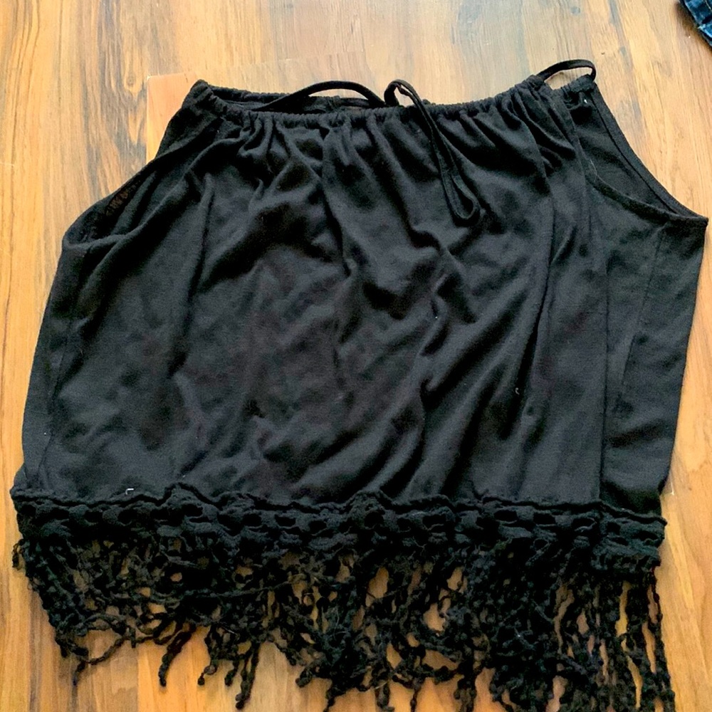 Black Roper Fringe tank top
